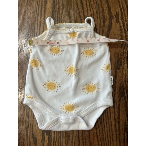 Rabbit + Bear 100% Organic Cotton Sleeveless Sun Icon Bodysuit Bow Size 0-3M - Picture 4 of 6